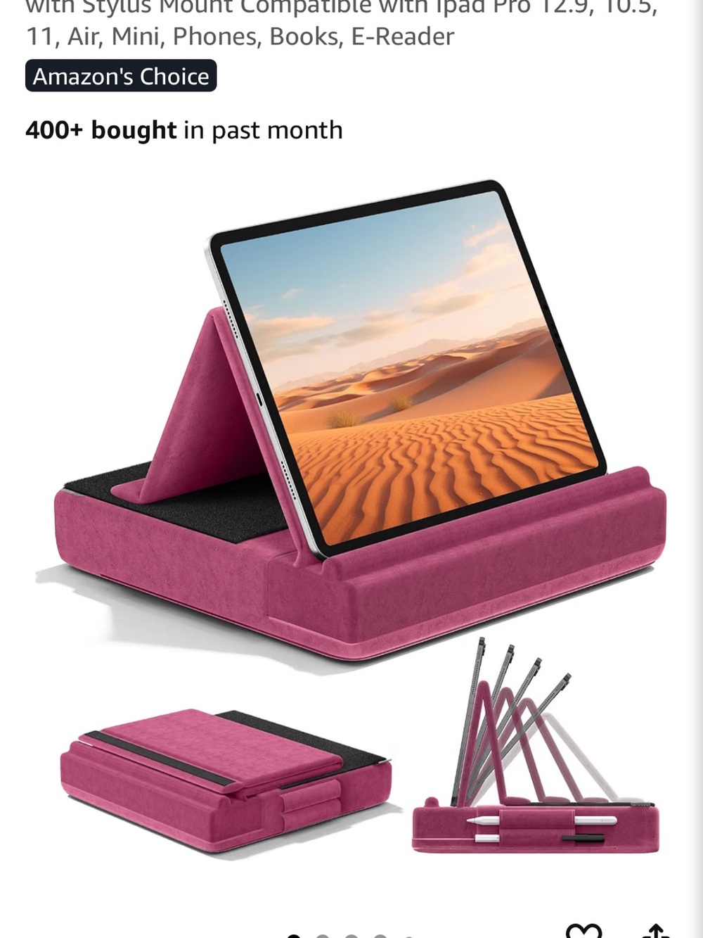 Universal Tablet Stand & Case Holder — Pink Suede Support for iPad and Tablets